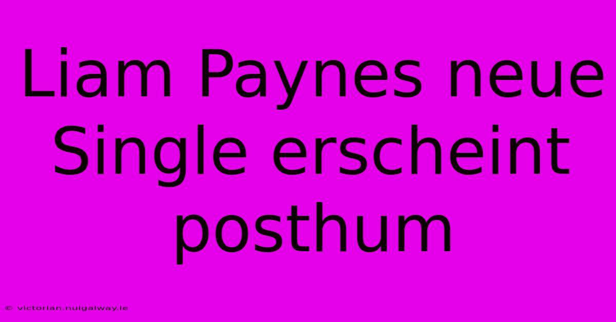 Liam Paynes Neue Single Erscheint Posthum