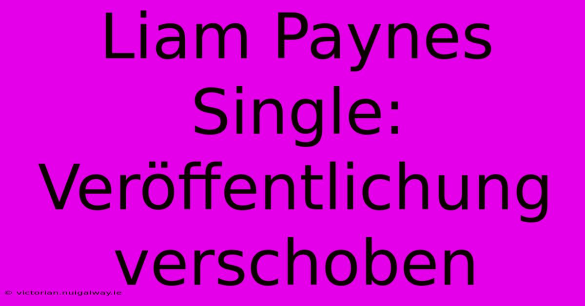 Liam Paynes Single: Veröffentlichung Verschoben