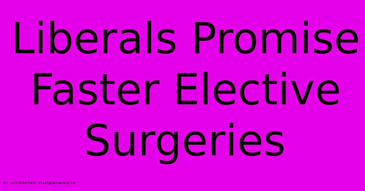 Liberals Promise Faster Elective Surgeries 