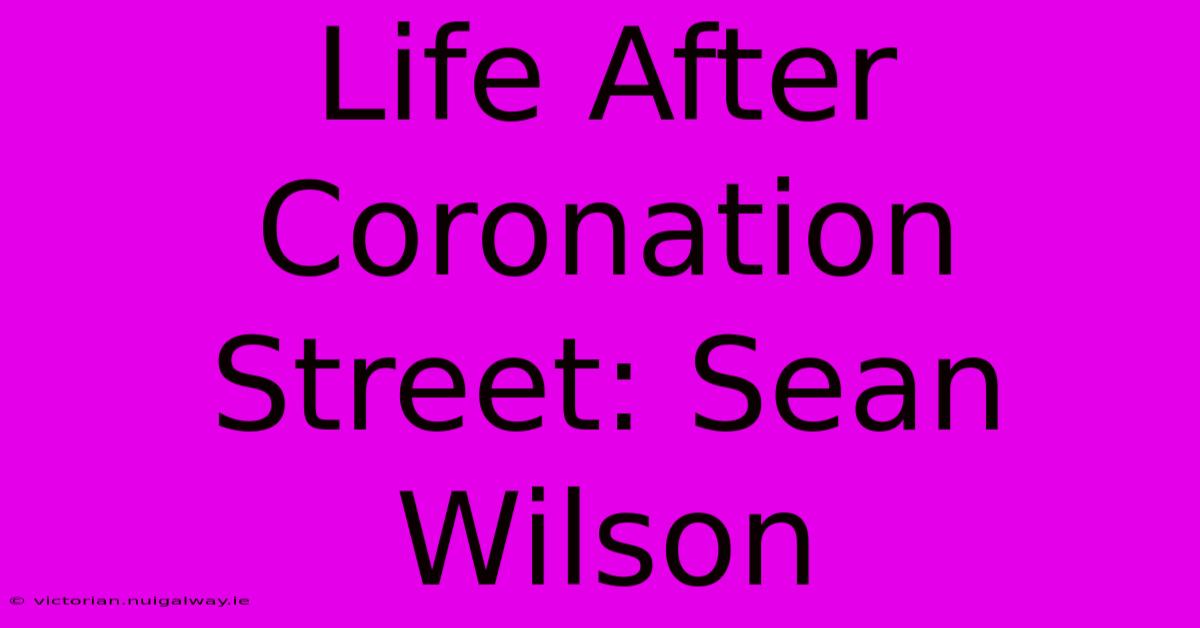 Life After Coronation Street: Sean Wilson