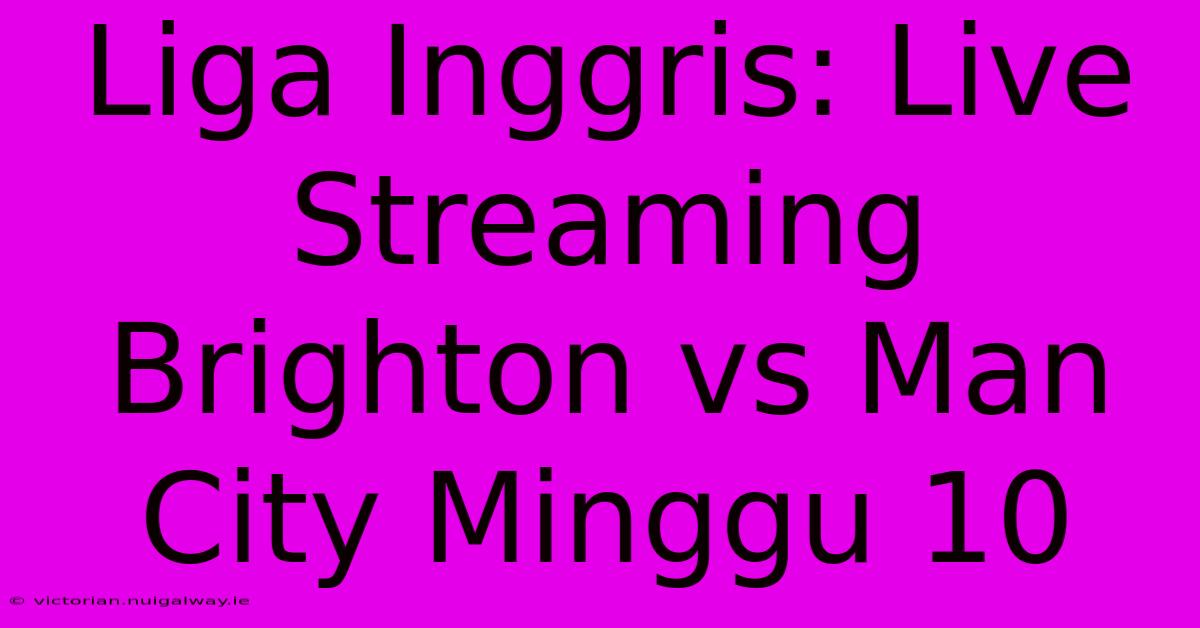 Liga Inggris: Live Streaming Brighton Vs Man City Minggu 10