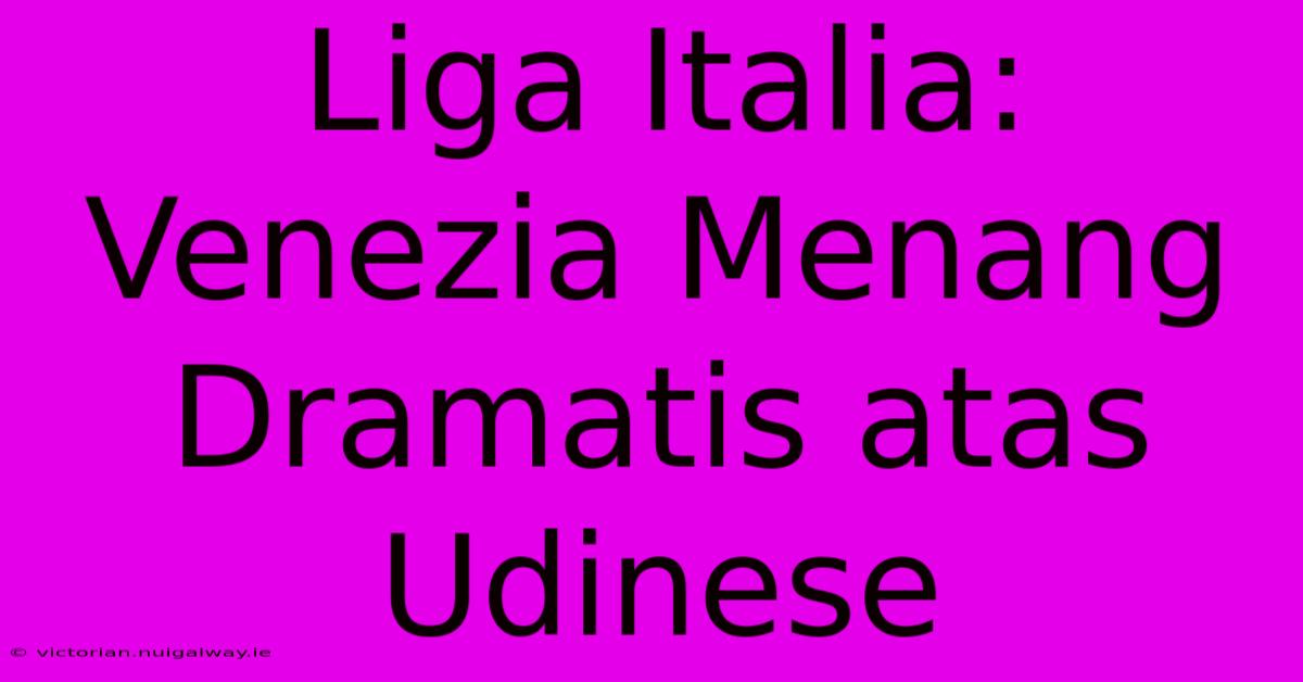 Liga Italia: Venezia Menang Dramatis Atas Udinese