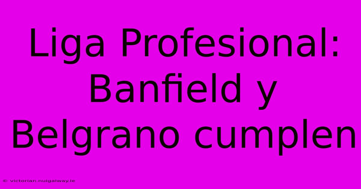 Liga Profesional: Banfield Y Belgrano Cumplen