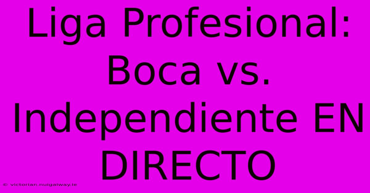 Liga Profesional: Boca Vs. Independiente EN DIRECTO