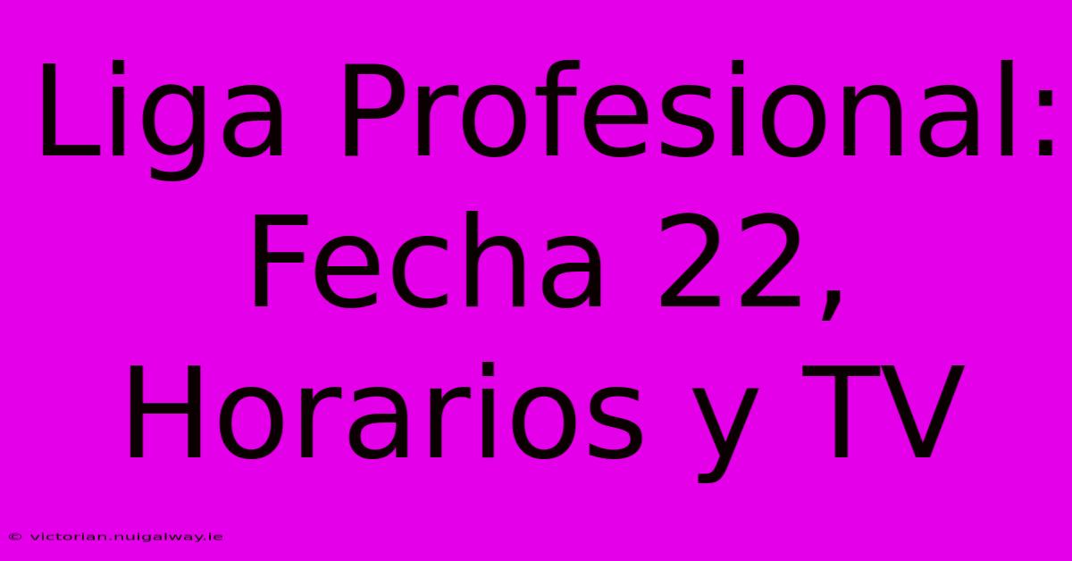 Liga Profesional: Fecha 22, Horarios Y TV