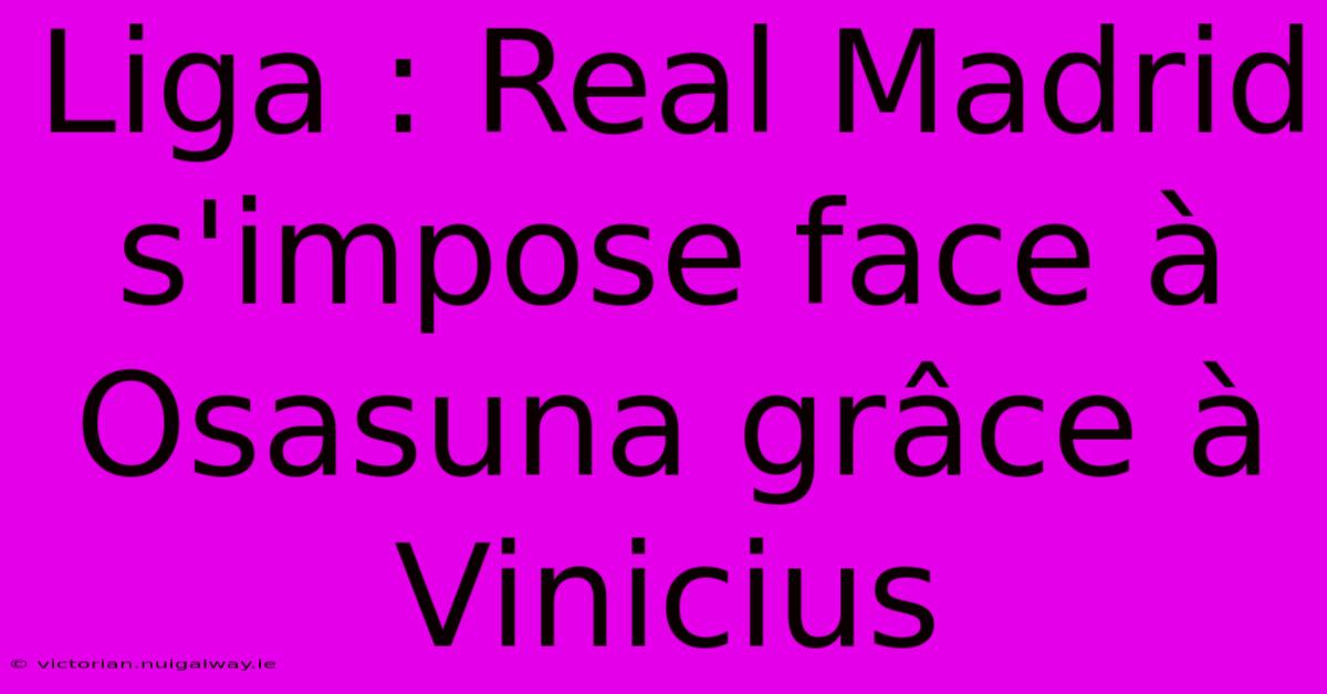 Liga : Real Madrid S'impose Face À Osasuna Grâce À Vinicius
