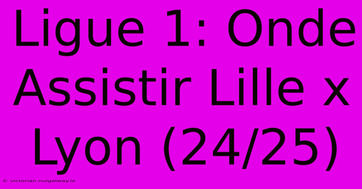 Ligue 1: Onde Assistir Lille X Lyon (24/25)