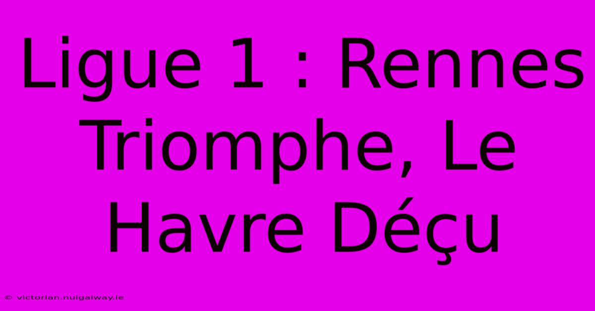 Ligue 1 : Rennes Triomphe, Le Havre Déçu