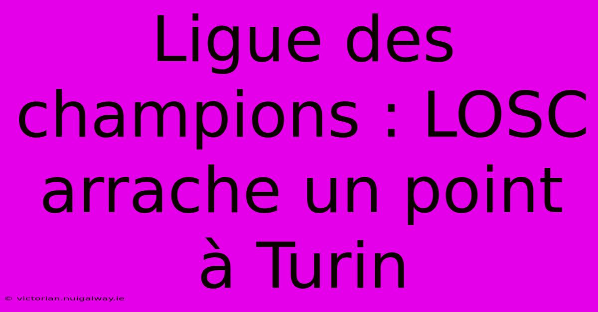 Ligue Des Champions : LOSC Arrache Un Point À Turin 