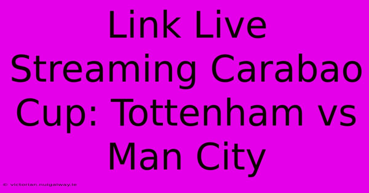 Link Live Streaming Carabao Cup: Tottenham Vs Man City