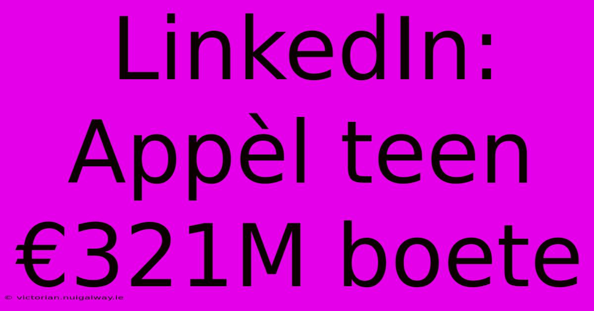 LinkedIn: Appèl Teen €321M Boete