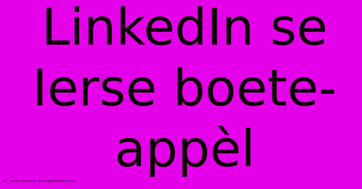 LinkedIn Se Ierse Boete-appèl