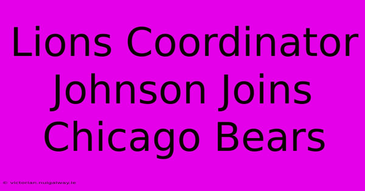 Lions Coordinator Johnson Joins Chicago Bears