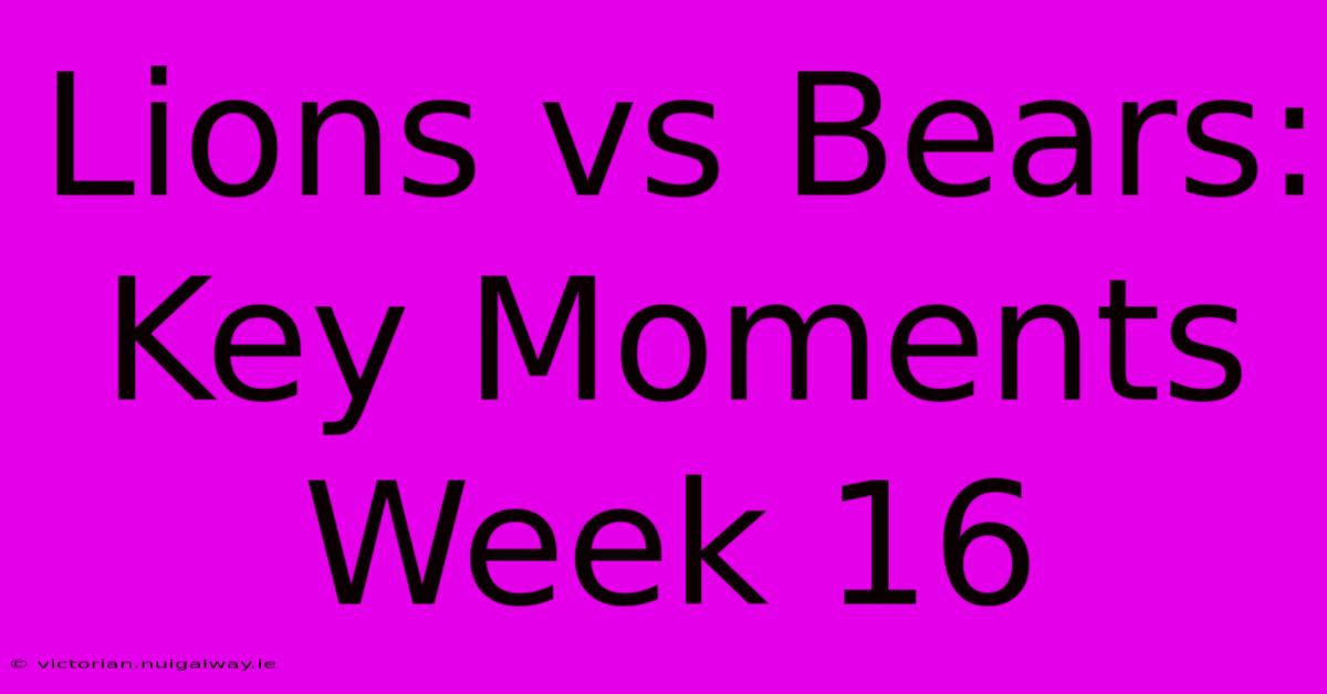 Lions Vs Bears: Key Moments Week 16