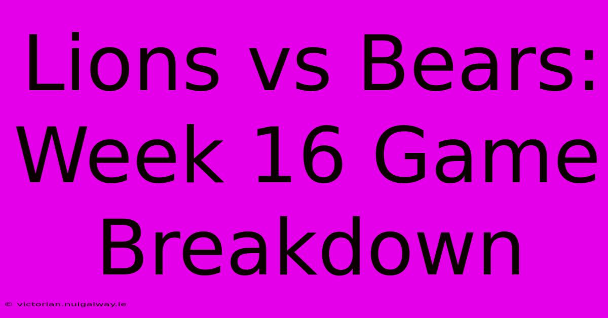 Lions Vs Bears: Week 16 Game Breakdown