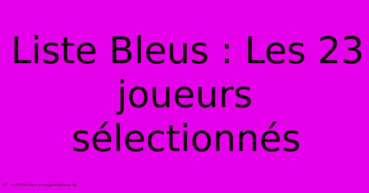 Liste Bleus : Les 23 Joueurs Sélectionnés