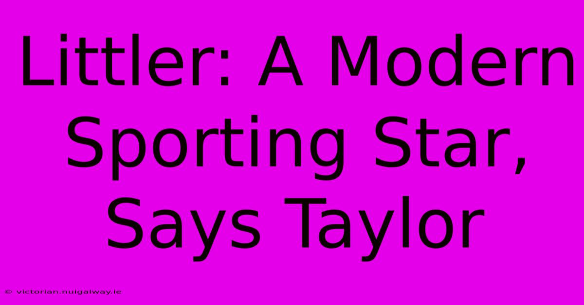 Littler: A Modern Sporting Star, Says Taylor