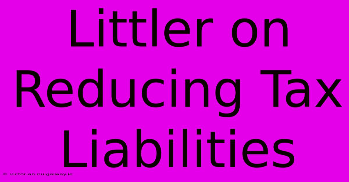 Littler On Reducing Tax Liabilities