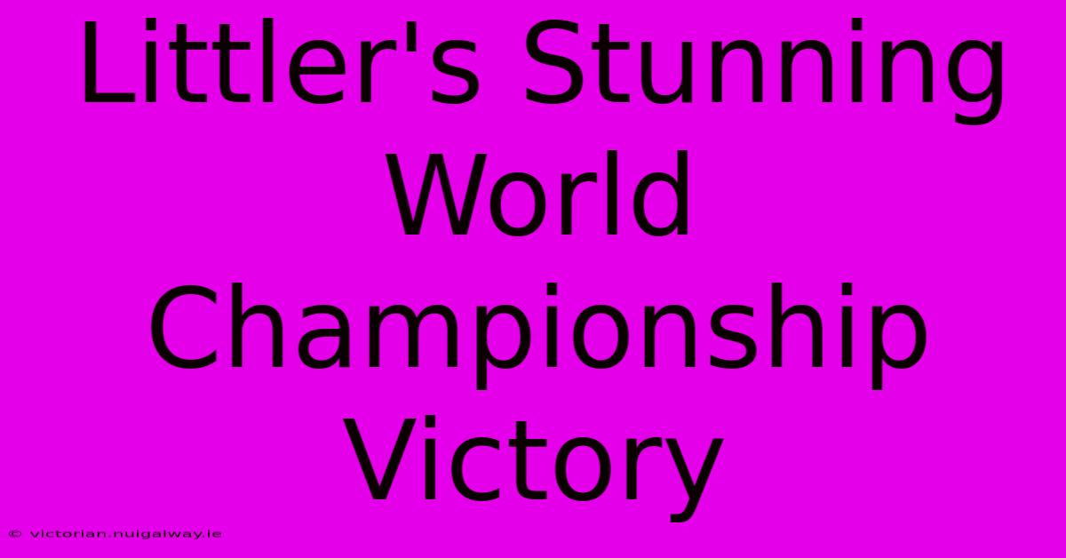 Littler's Stunning World Championship Victory