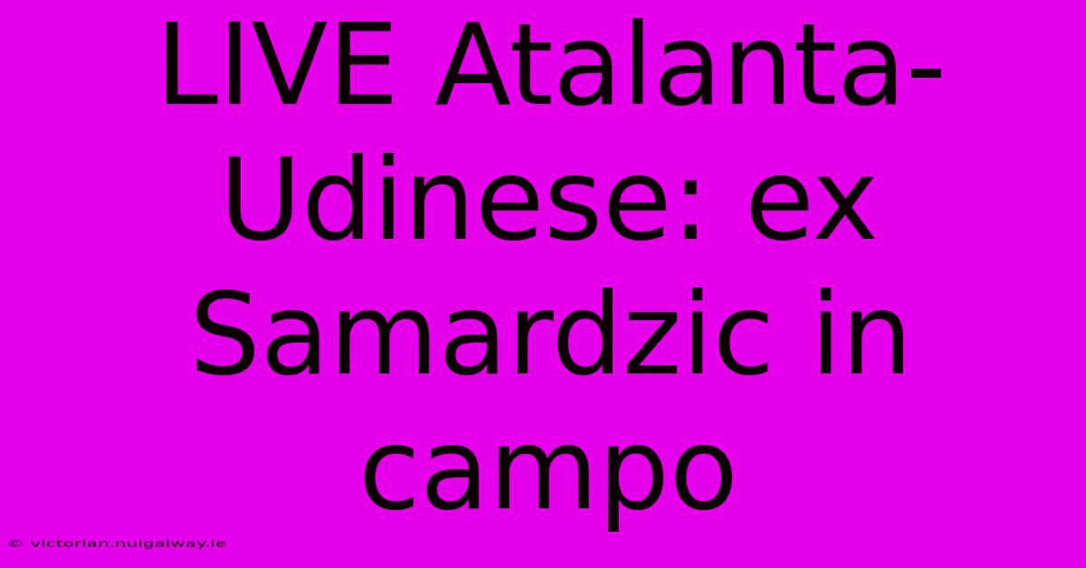 LIVE Atalanta-Udinese: Ex Samardzic In Campo