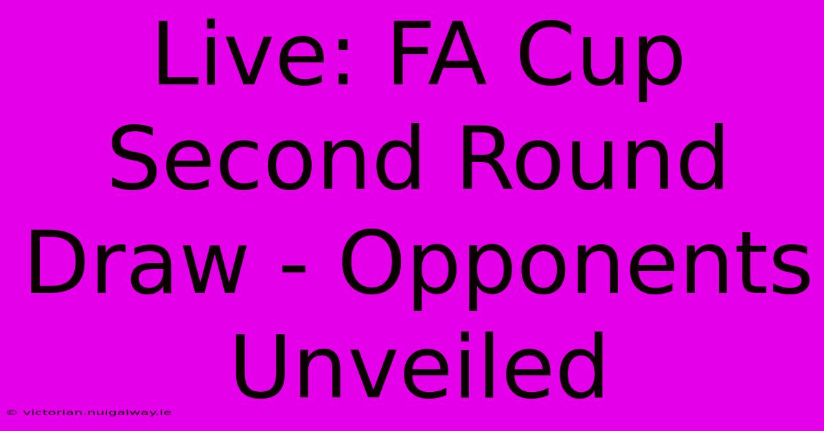 Live: FA Cup Second Round Draw - Opponents Unveiled 