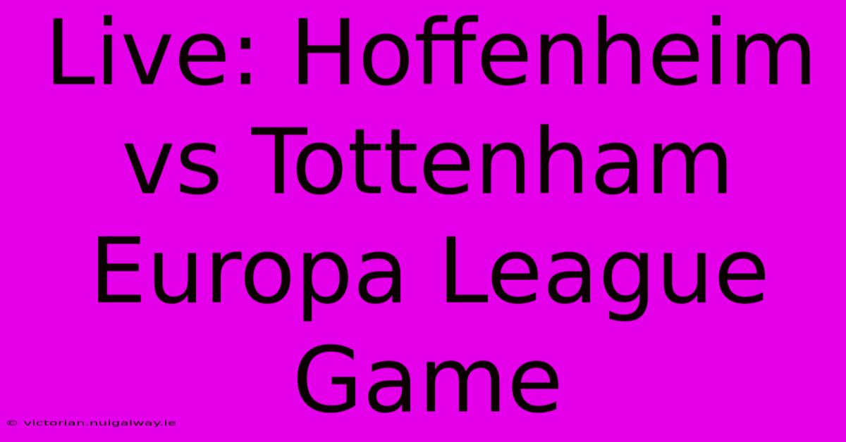 Live: Hoffenheim Vs Tottenham Europa League Game