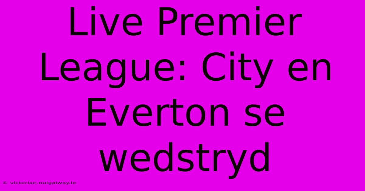 Live Premier League: City En Everton Se Wedstryd