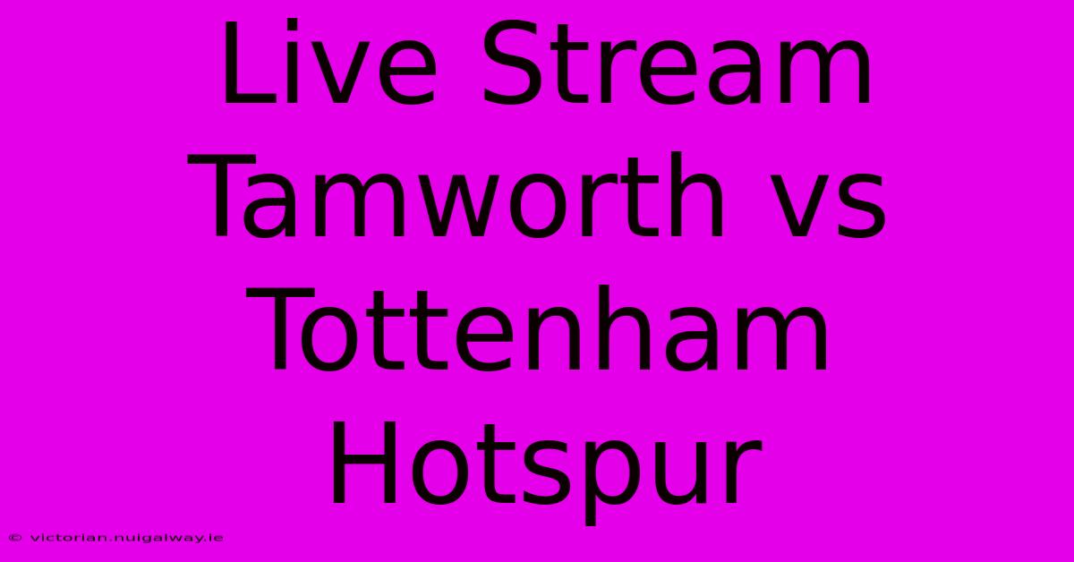 Live Stream Tamworth Vs Tottenham Hotspur