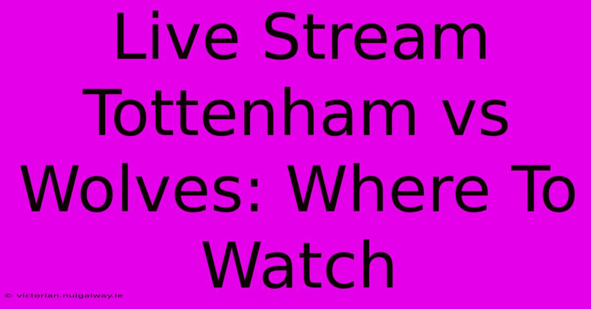 Live Stream Tottenham Vs Wolves: Where To Watch