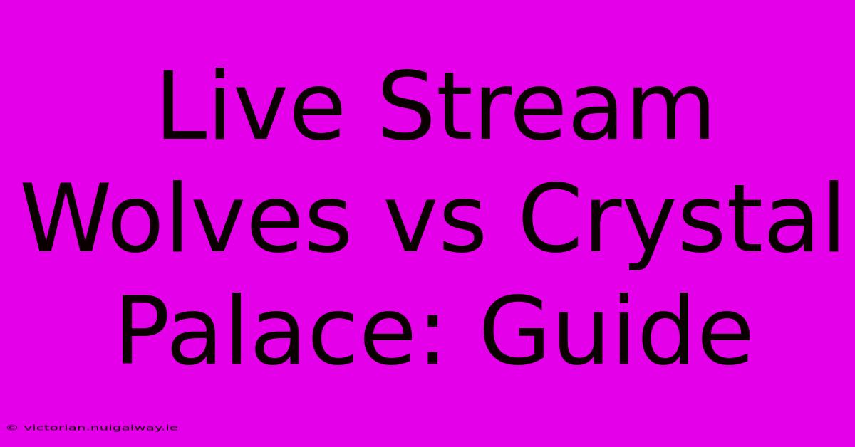 Live Stream Wolves Vs Crystal Palace: Guide