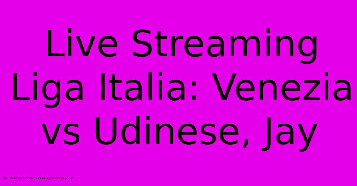 Live Streaming Liga Italia: Venezia Vs Udinese, Jay