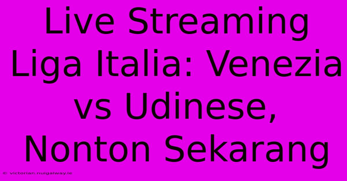 Live Streaming Liga Italia: Venezia Vs Udinese, Nonton Sekarang 