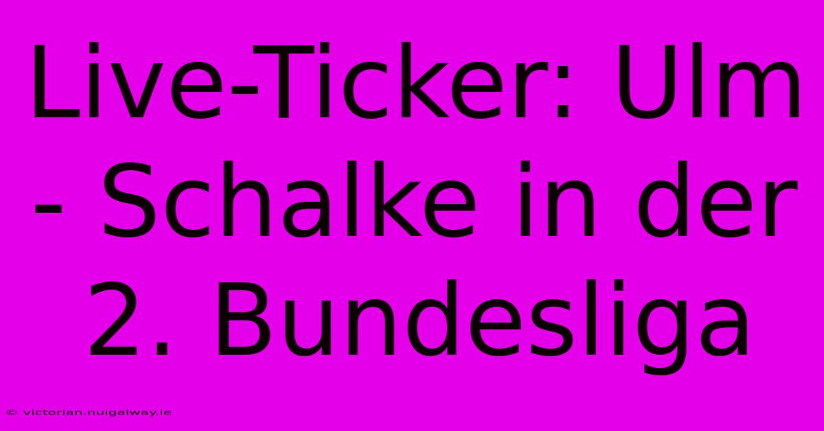 Live-Ticker: Ulm - Schalke In Der 2. Bundesliga