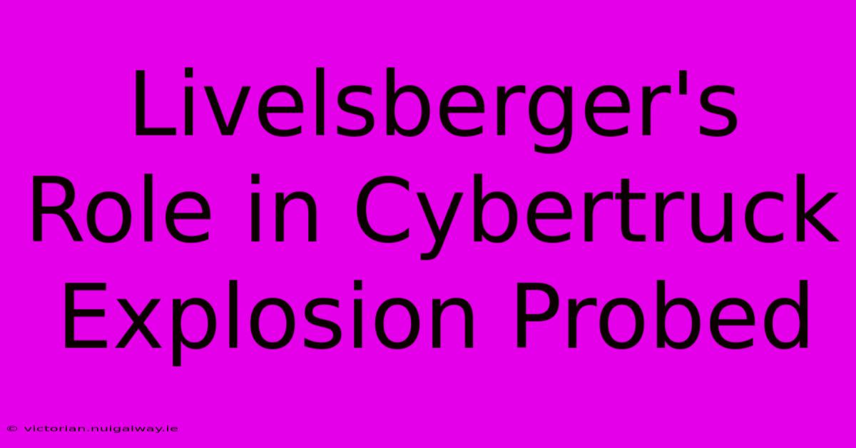 Livelsberger's Role In Cybertruck Explosion Probed