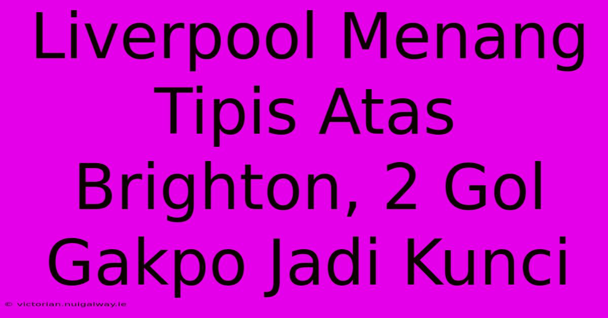 Liverpool Menang Tipis Atas Brighton, 2 Gol Gakpo Jadi Kunci