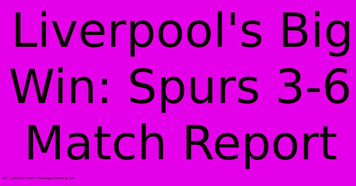 Liverpool's Big Win: Spurs 3-6 Match Report