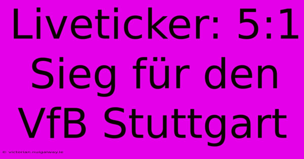 Liveticker: 5:1 Sieg Für Den VfB Stuttgart