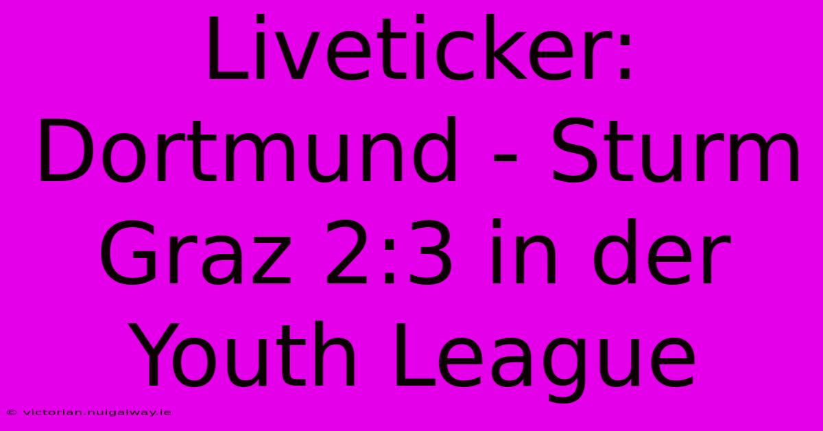 Liveticker: Dortmund - Sturm Graz 2:3 In Der Youth League