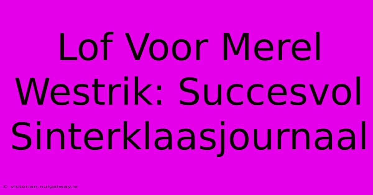 Lof Voor Merel Westrik: Succesvol Sinterklaasjournaal 