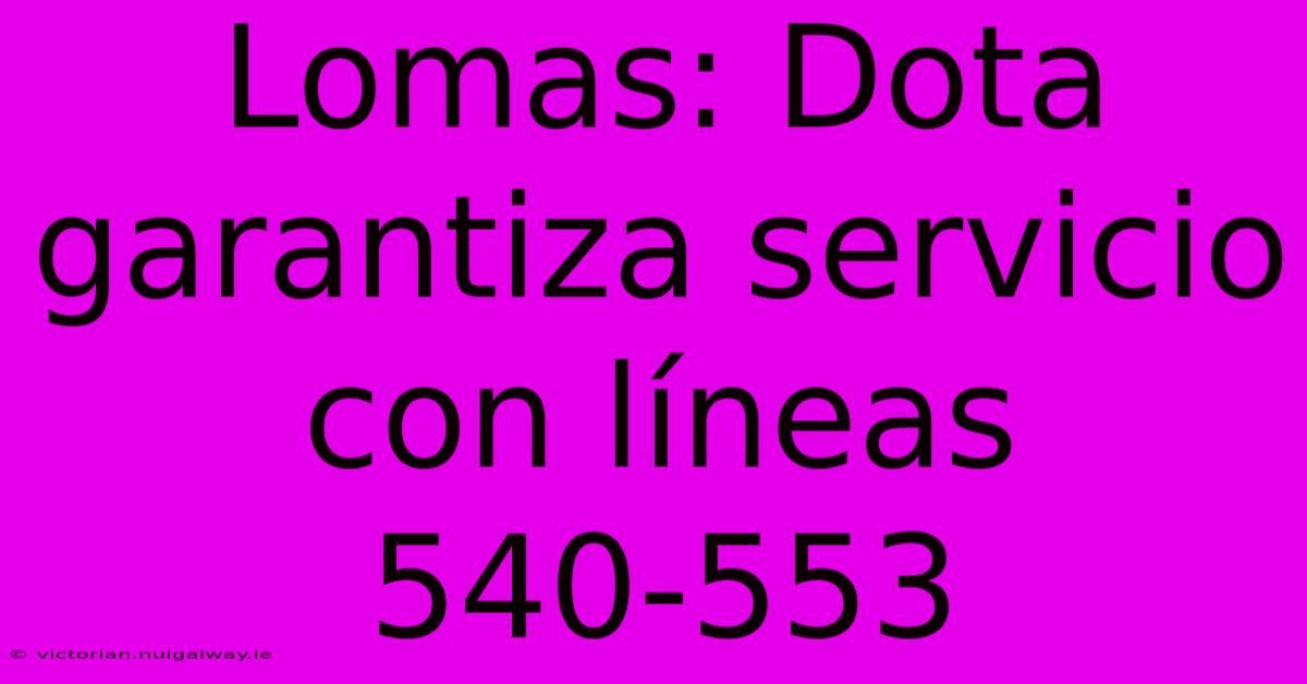 Lomas: Dota Garantiza Servicio Con Líneas 540-553