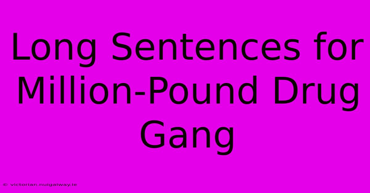 Long Sentences For Million-Pound Drug Gang