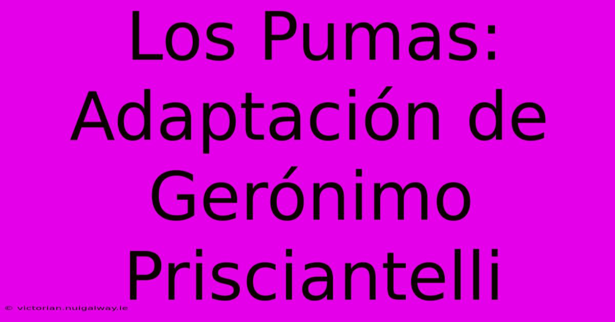 Los Pumas: Adaptación De Gerónimo Prisciantelli