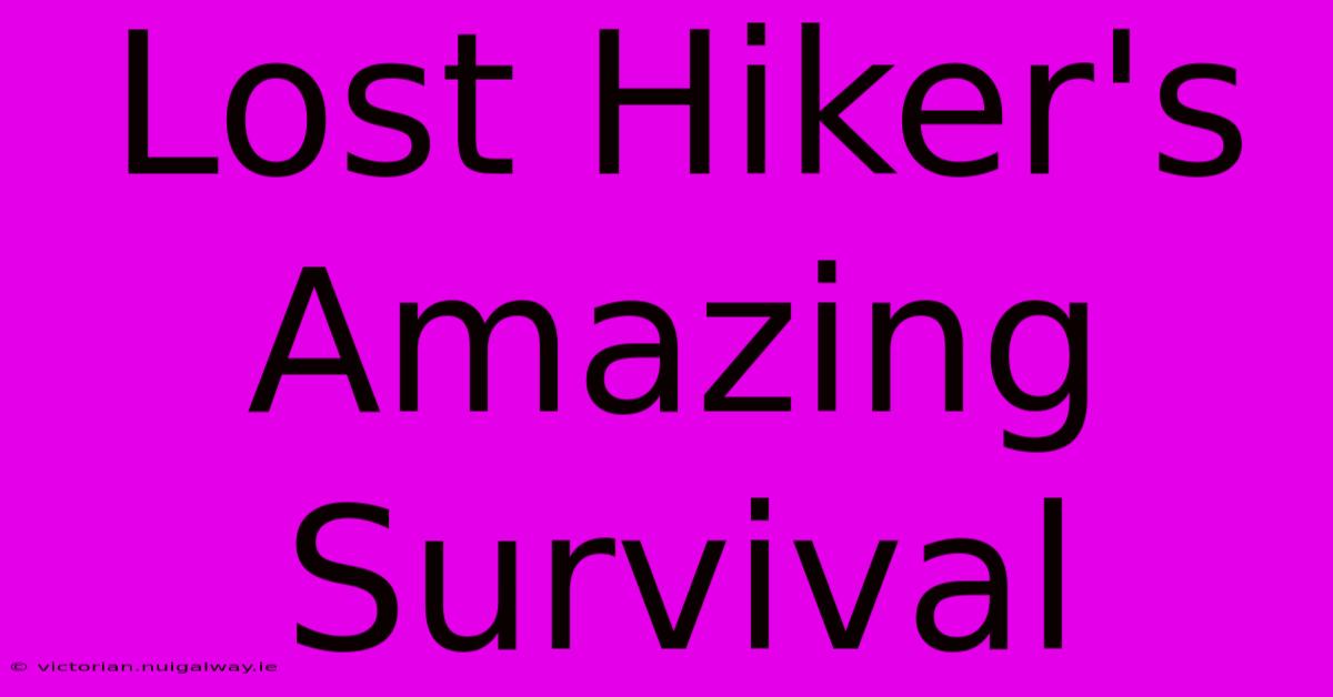 Lost Hiker's Amazing Survival