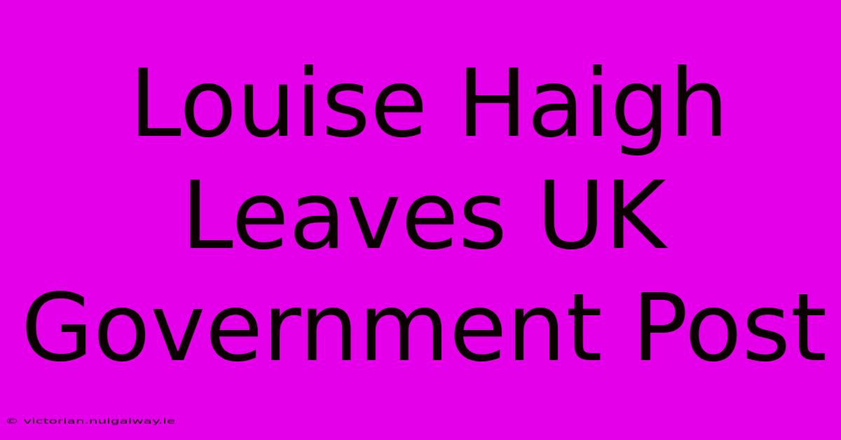 Louise Haigh Leaves UK Government Post