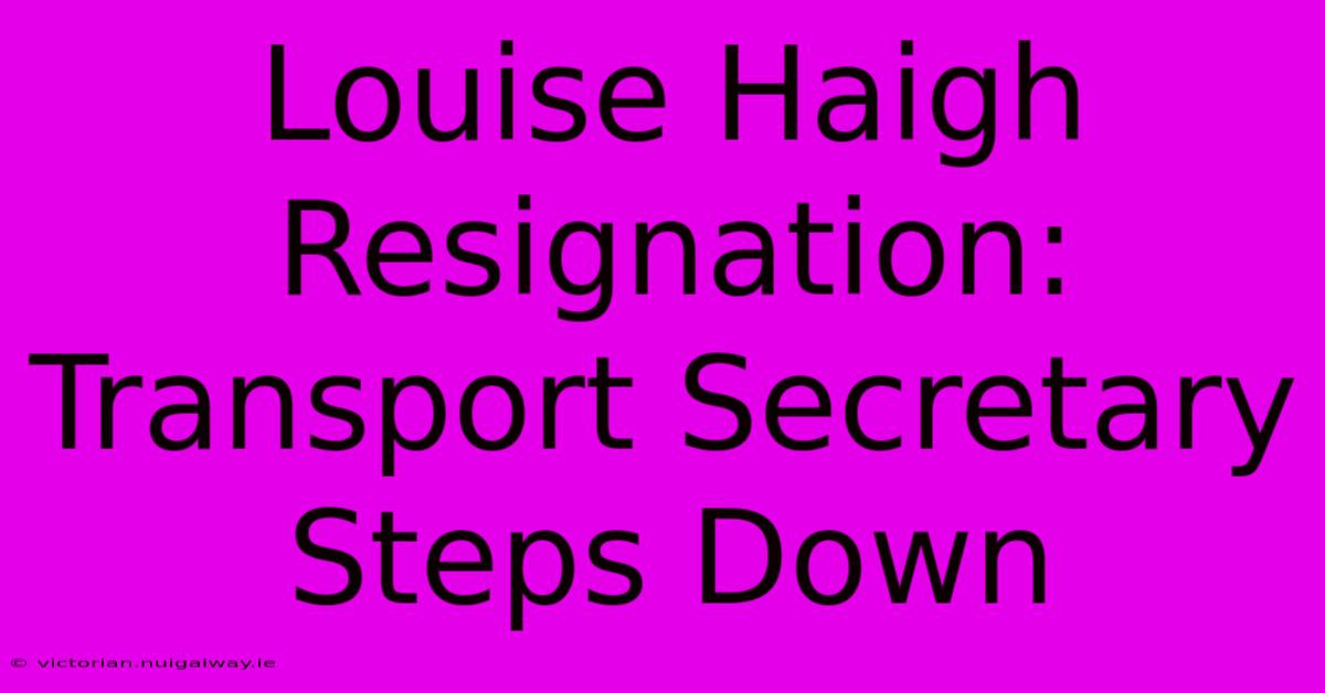 Louise Haigh Resignation: Transport Secretary Steps Down