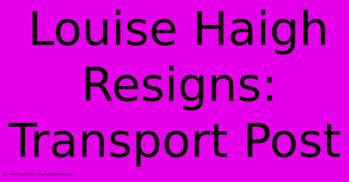 Louise Haigh Resigns: Transport Post