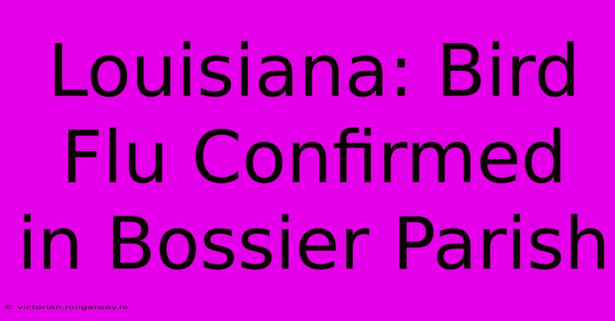 Louisiana: Bird Flu Confirmed In Bossier Parish