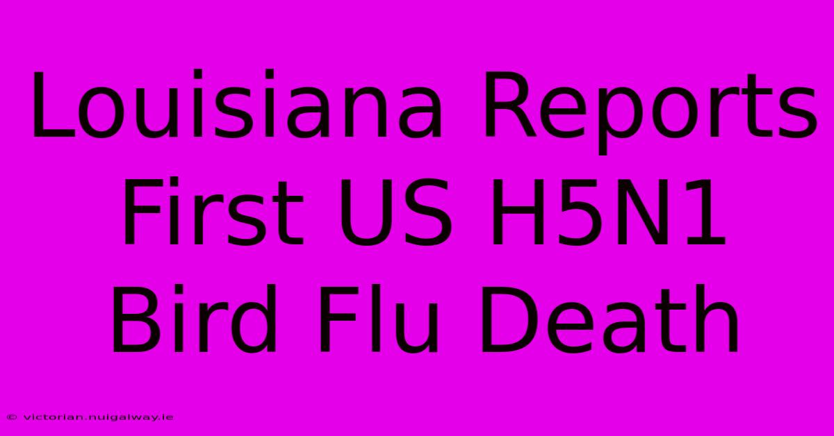 Louisiana Reports First US H5N1 Bird Flu Death