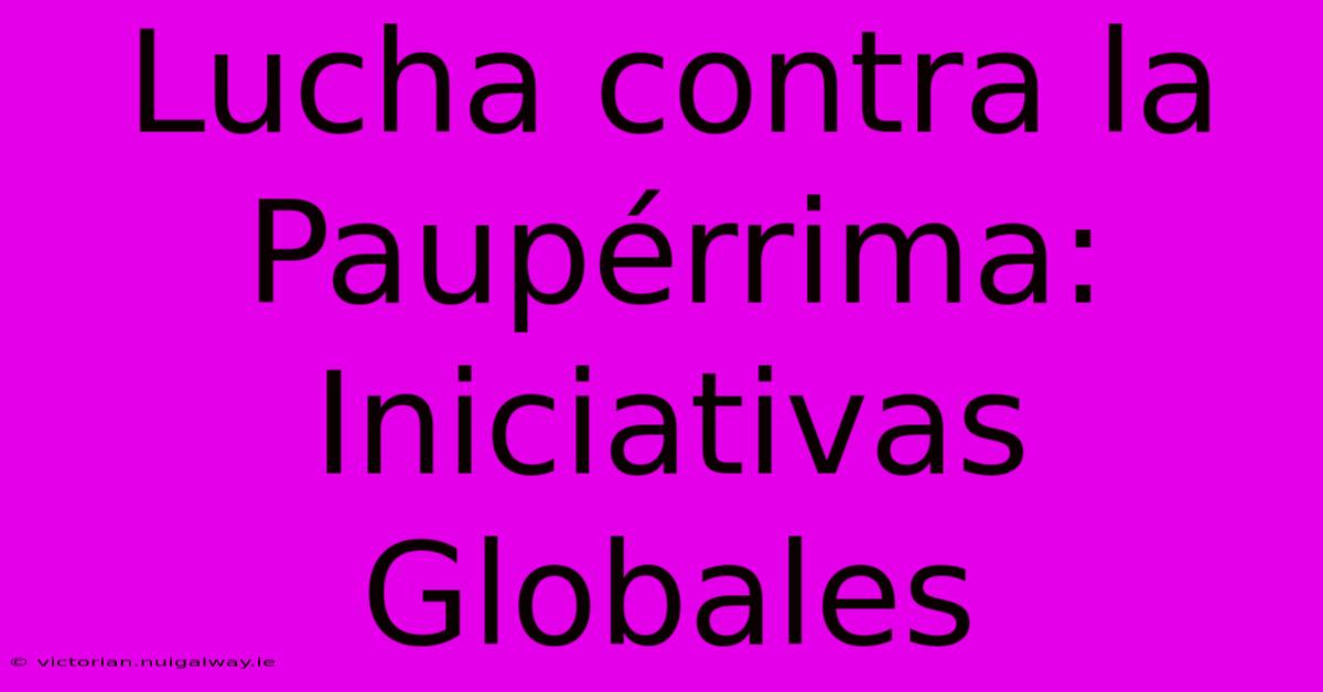 Lucha Contra La Paupérrima: Iniciativas Globales