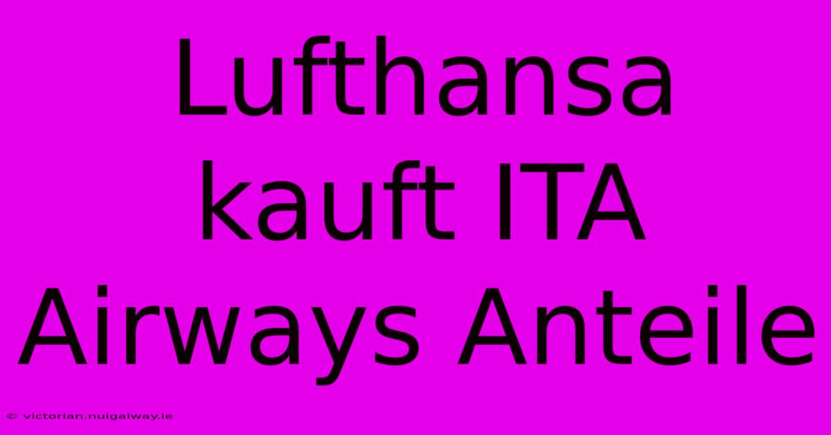 Lufthansa Kauft ITA Airways Anteile